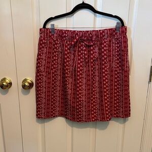 Red Bandana-Pattern Elastic-Waist Skort